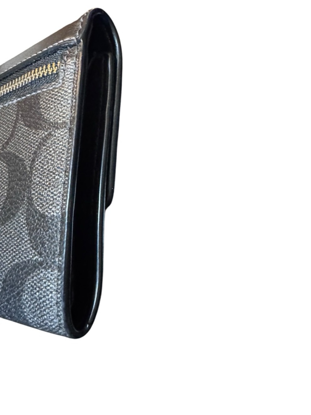 Coach Small Black Trifold Signature Canvas Wallet - Picture 3 of 15